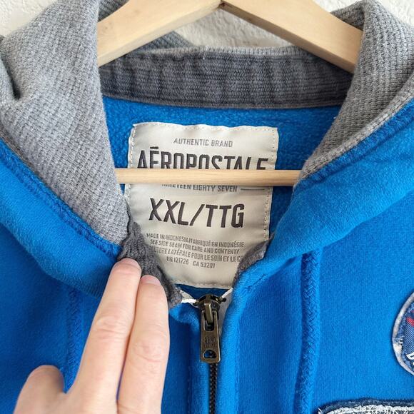 Aeropostale Mens VTG Y2K Full Zip Hoodie Size XXL 40 Riders Heavy Preppy Sporty - Picture 6 of 9